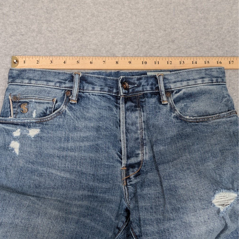 Todd Snyder NY Slim Fit Jeans Size 32x31 Japanese Selvedge Distressed Button Fly - Picture 14 of 14